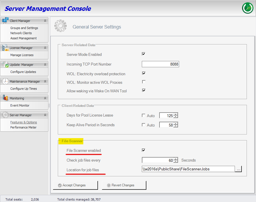 File-Scanner-Konfiguration des ASDM Servers